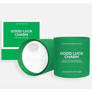 NEW Jill & Ally Good Luck Charm Crystal Manifestation Candle - Mint Sage